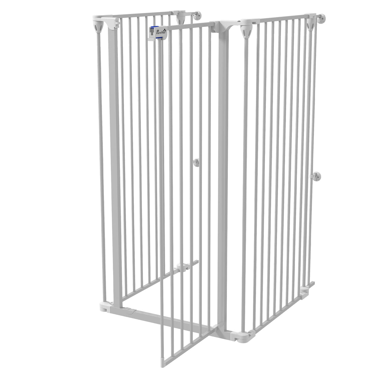 Barrière pour chien en acier à 3 panneaux pliante double verrouillage et porte intégrée pour porte et escalier blanc