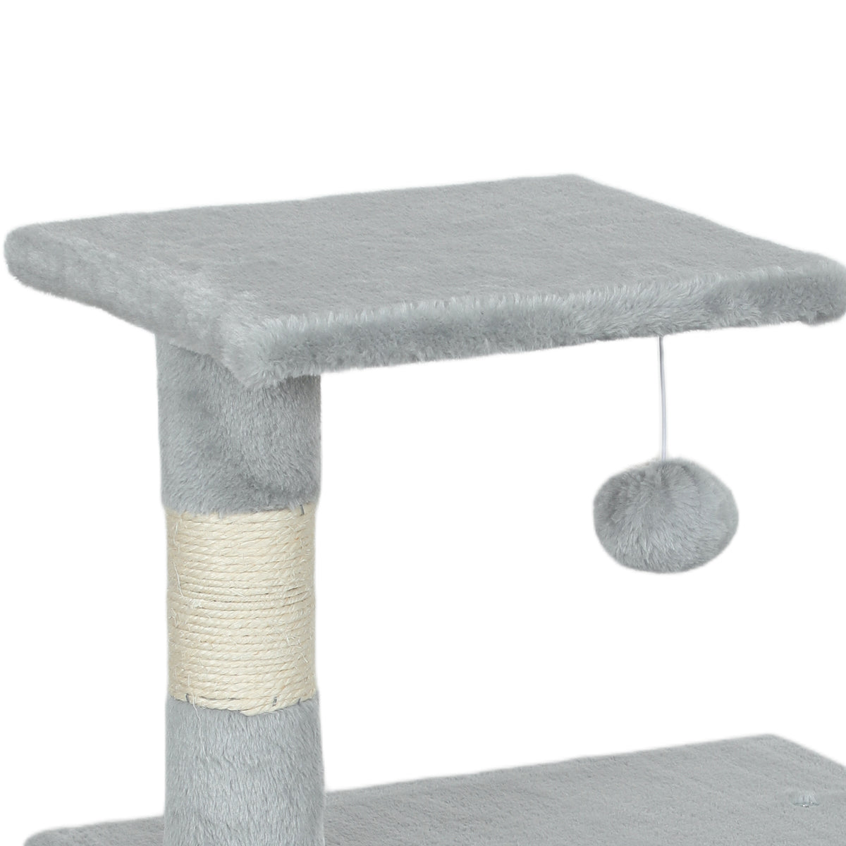 Arbre à chat tour de jeux pour chats poteaux en sisal, 2 plate-forme, niche, balle, tissu peluche, 50x30x81,5cm, gris