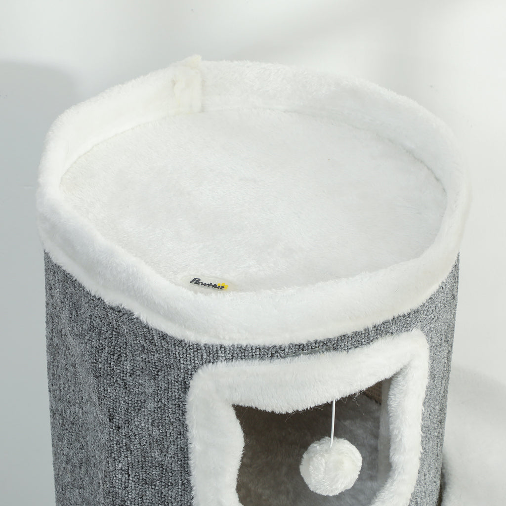 Tour pour chat à 4 niveaux arbre à chat stable avec griffoirs en sisal et bord en peluche 2 plateformes 50x36x101cm gris