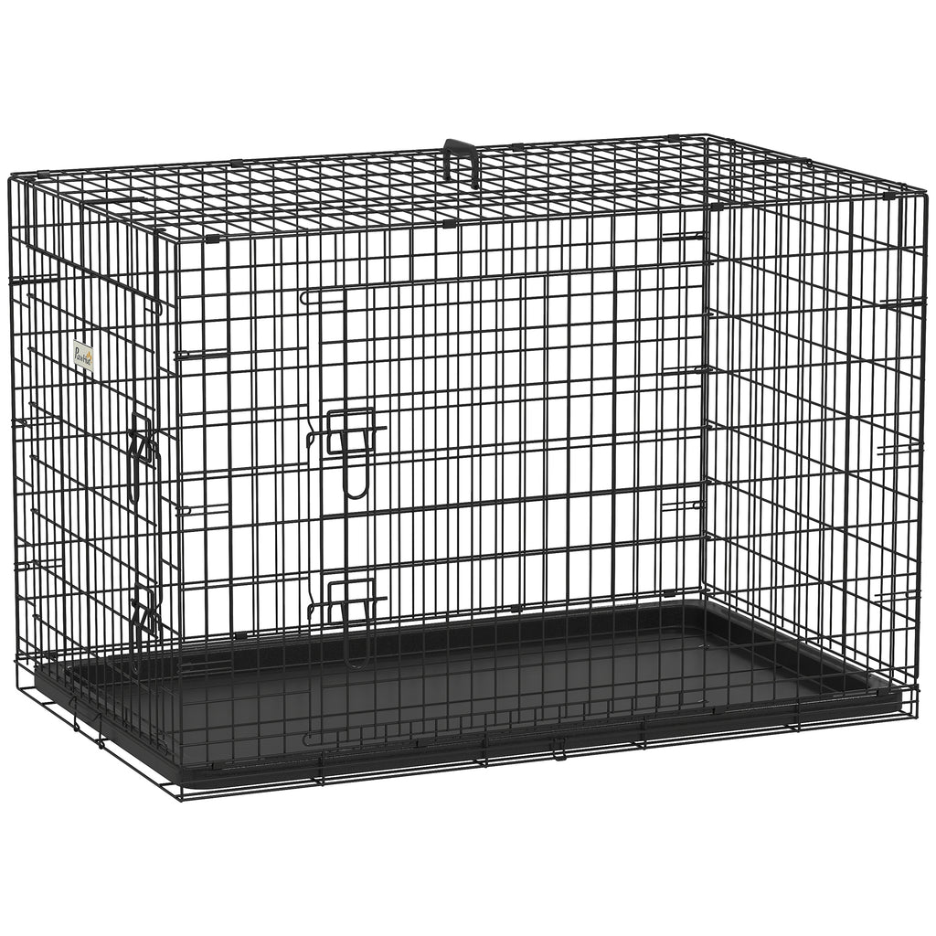 Cage caisse de transport pliante pour chien en acier 2 portes verrouillables 106L x 71,5l x 76H cm noir