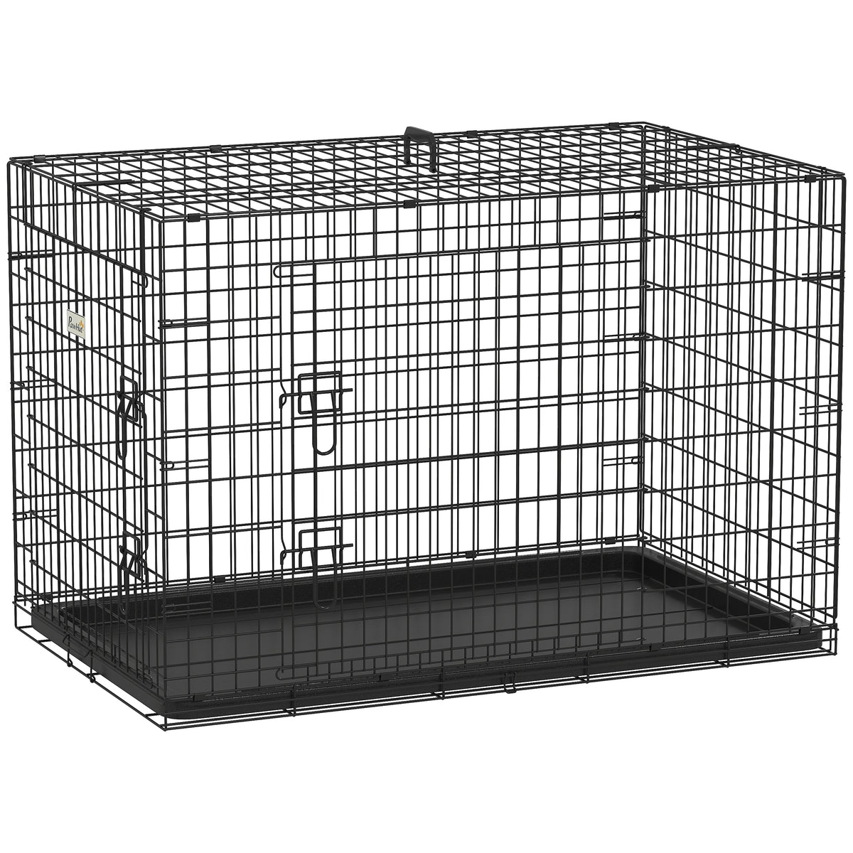 Cage caisse de transport pliante pour chien en acier 2 portes verrouillables 106L x 71,5l x 76H cm noir