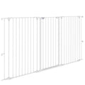Barrière pour chien en acier à 3 panneaux pliante double verrouillage et porte intégrée pour porte et escalier blanc