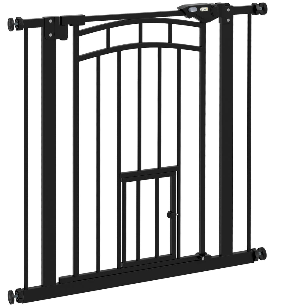 Barrière de sécurité animaux chien porte fermeture automatique sans perçage de 74 à 80 cm acier noir